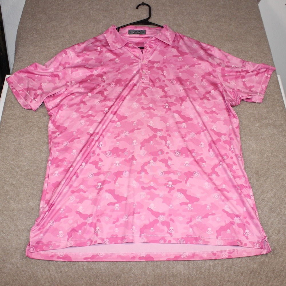 G/FORE Mens Pink Camo Skull Golf Polo Shirt XL Short Sleeve Performance